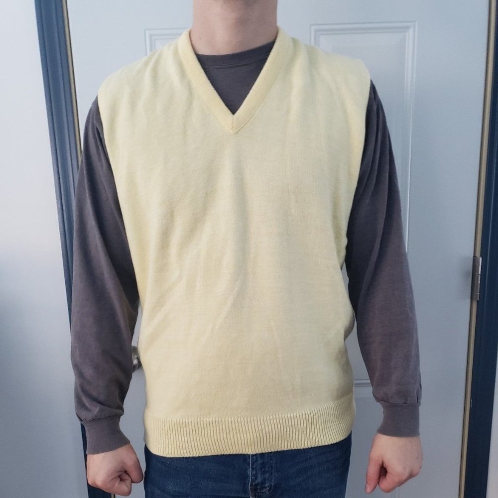 Vintage Yellow Wool Blend Sweater Vest